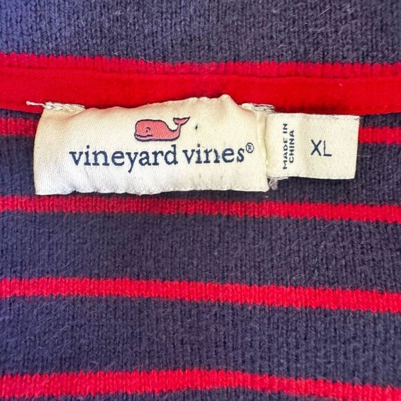 Vineyard Vines Women's Navy and Red Striped Long Sleeve Tee - Picture 9 of 13